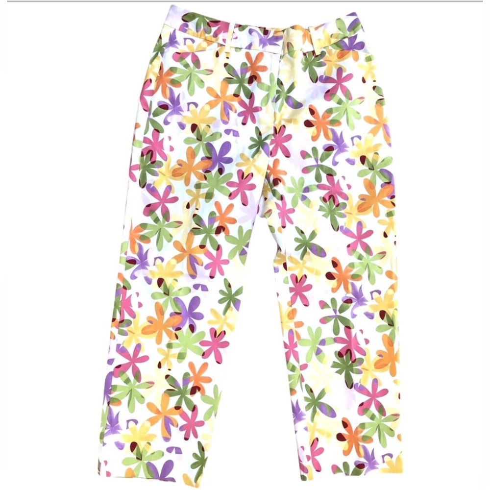 Talbots Multi Colored Floral Cropped Cotton Pants Size 12